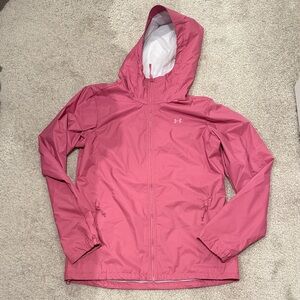 Under Armour pink zip up hooded rain jacket
